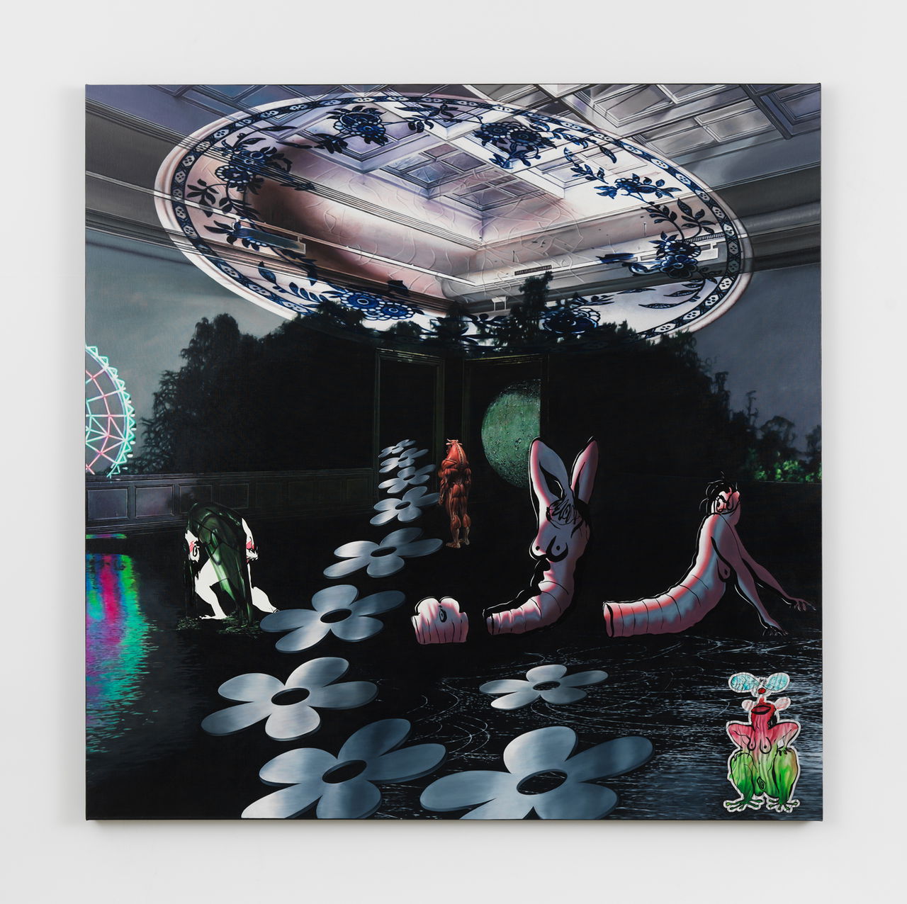 Ebecho Muslimova, Fatebe True Liars (2025). Oil on canvas, 182.9 x 182.9 cm. Photo: Magenta Plains.