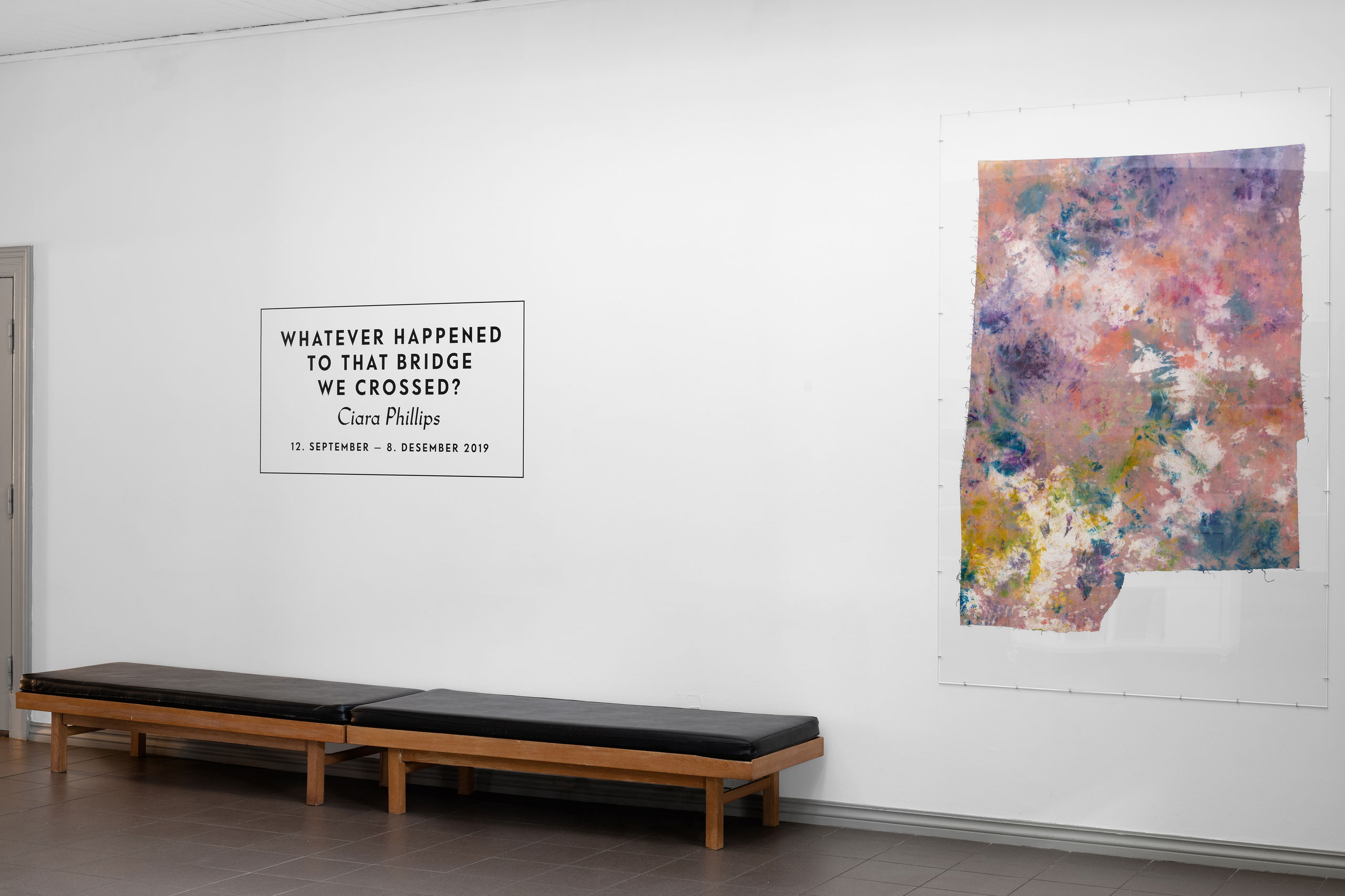 Ciara Phillips, Whatever happened to that bridge we crossed? (2019), installation view. Photo: Erik Sæter Jørgensen.