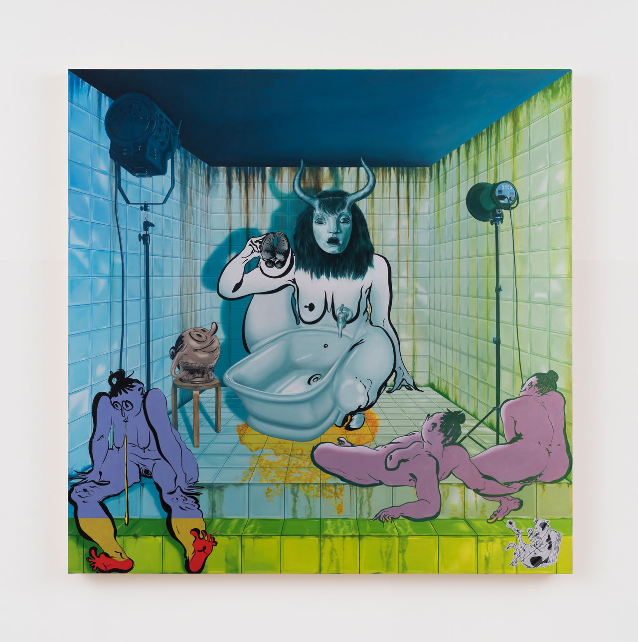 Ebecho Muslimova, 𝘍𝘢𝘵𝘦𝘣𝘦 𝘐𝘰 𝘚𝘵𝘢𝘭𝘭𝘦𝘥 (2024). Oil on canvas. 182.9 x 182.9 cm. Photo: Magenta Plains.