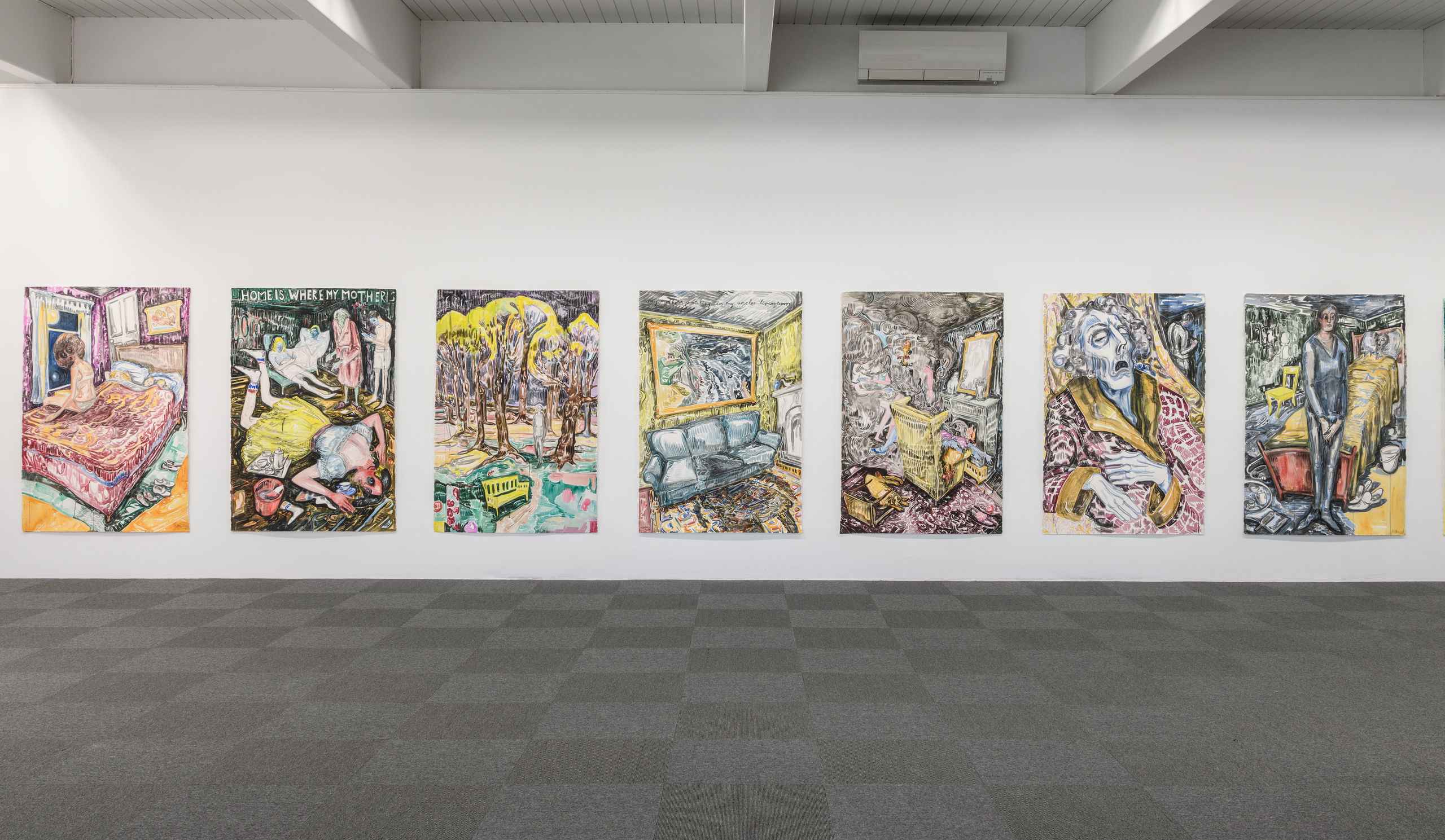 Vanessa Baird, Here we are again, happy as can be, all good pals and jolly good company (2021), installation view. Photo: Kunsthall Stavanger / Markus Johansson (Bitmap).