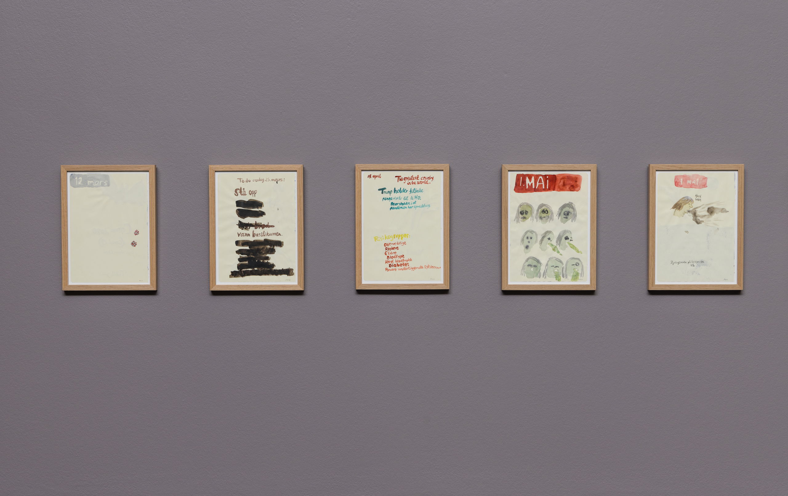 Vanessa Baird, Here we are again, happy as can be, all good pals and jolly good company (2021), installation view. Photo: Kunsthall Stavanger / Markus Johansson (Bitmap).