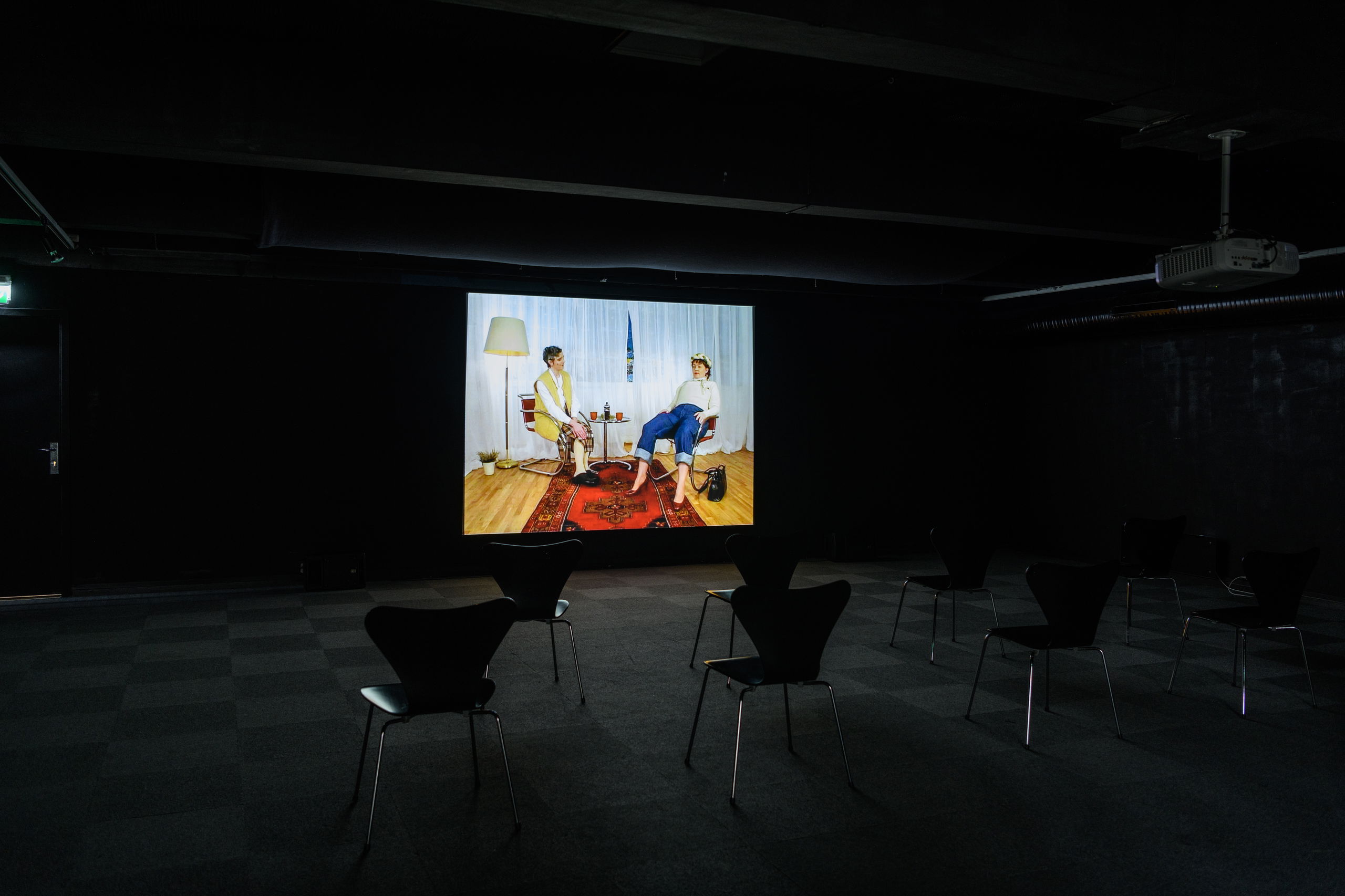 Vanessa Baird, Here we are again, happy as can be, all good pals and jolly good company (2021), installation view. Photo: Kunsthall Stavanger / Markus Johansson (Bitmap).
