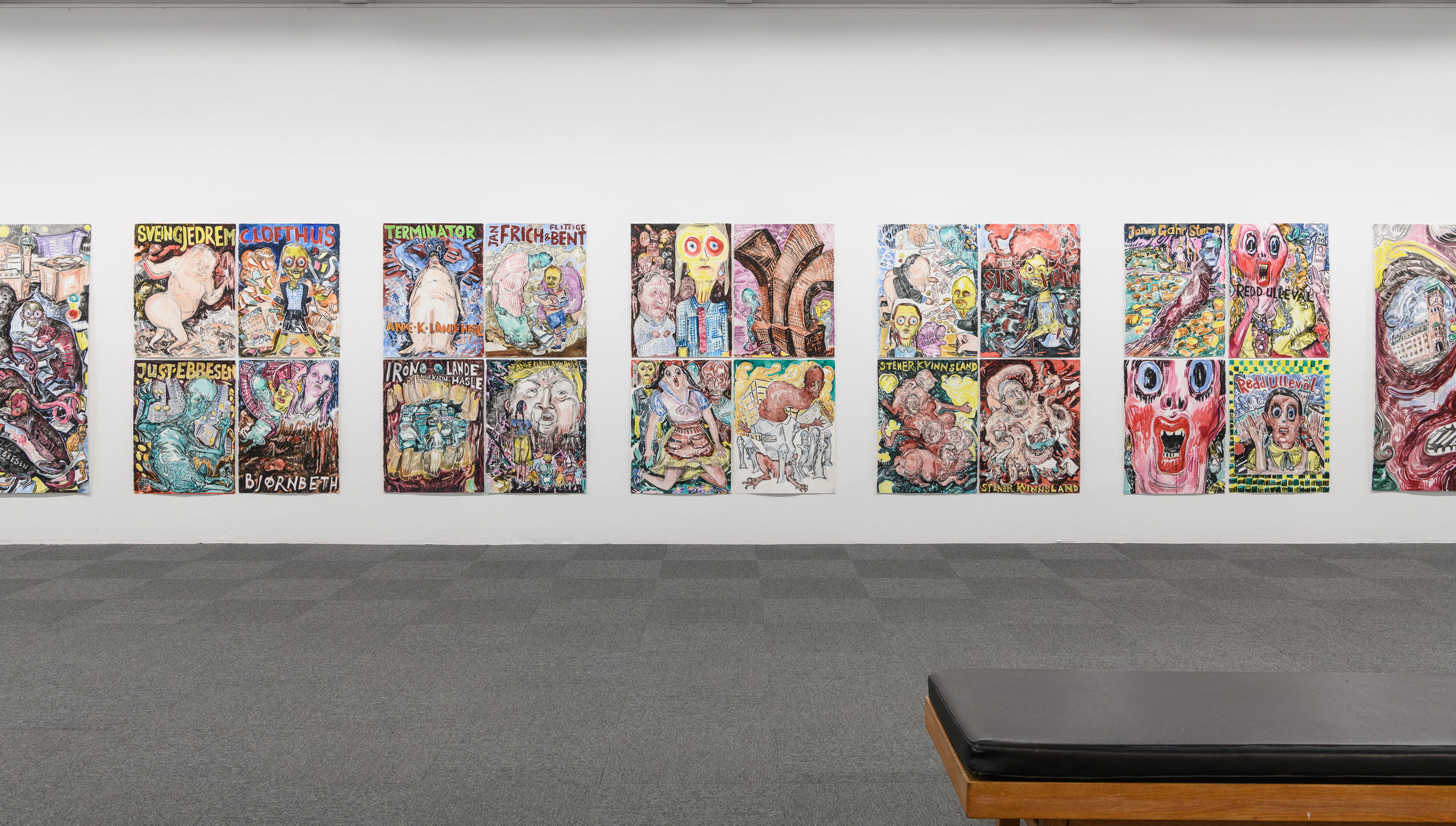 Vanessa Baird, Here we are again, happy as can be, all good pals and jolly good company (2021), installation view. Photo: Kunsthall Stavanger / Markus Johansson (Bitmap).